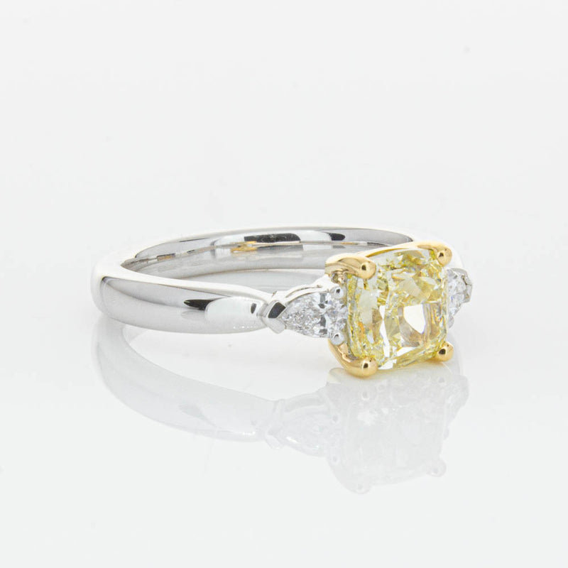 18ct White Gold 1.73ct Cushion Cut Yellow Diamond Ayla Ring-Ring-Walker & Hall