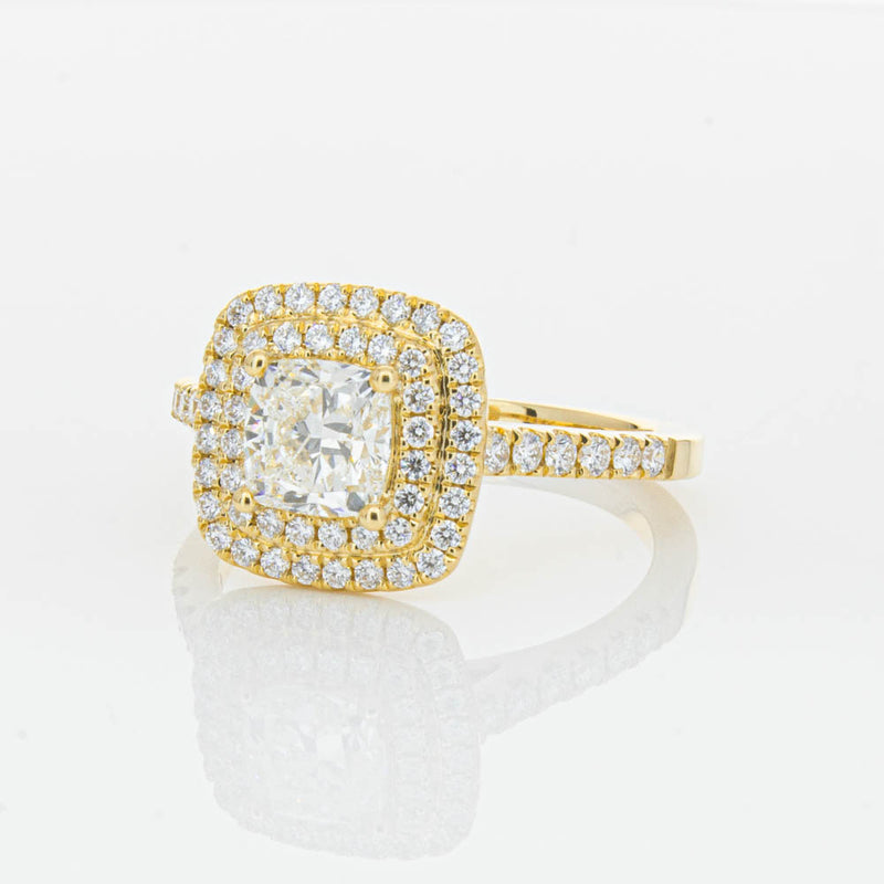 18ct Yellow Gold Cushion Cut Diamond Rosa Ring-Ring-Walker & Hall