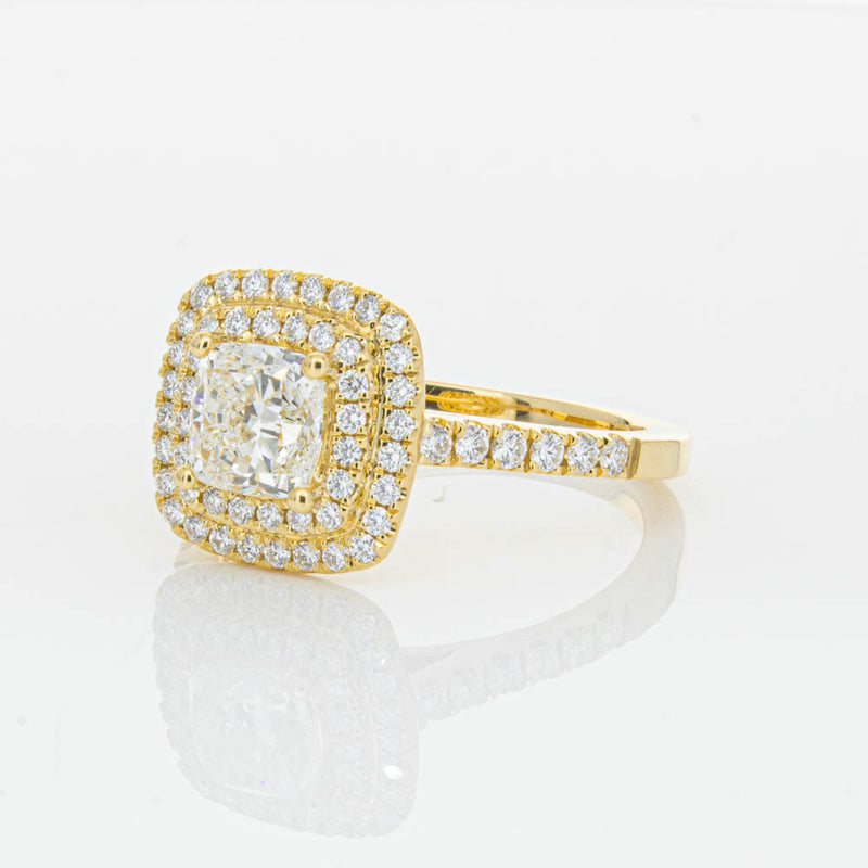 18ct Yellow Gold Cushion Cut Diamond Rosa Ring-Ring-Walker & Hall