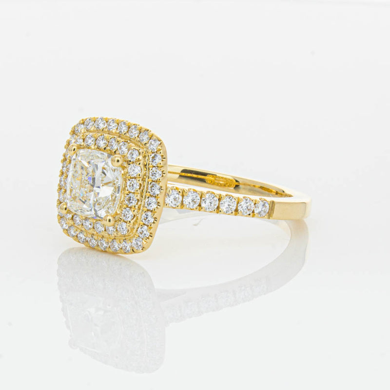 18ct Yellow Gold Cushion Cut Diamond Rosa Ring-Ring-Walker & Hall