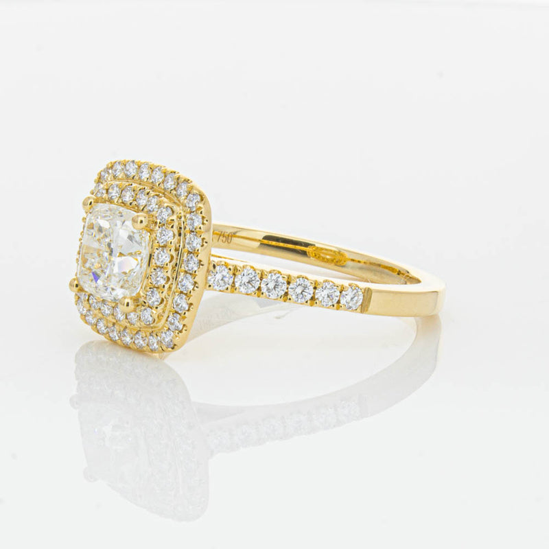 18ct Yellow Gold Cushion Cut Diamond Rosa Ring-Ring-Walker & Hall