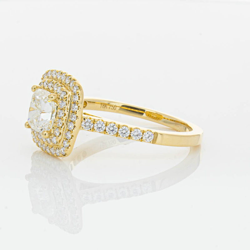 18ct Yellow Gold Cushion Cut Diamond Rosa Ring-Ring-Walker & Hall