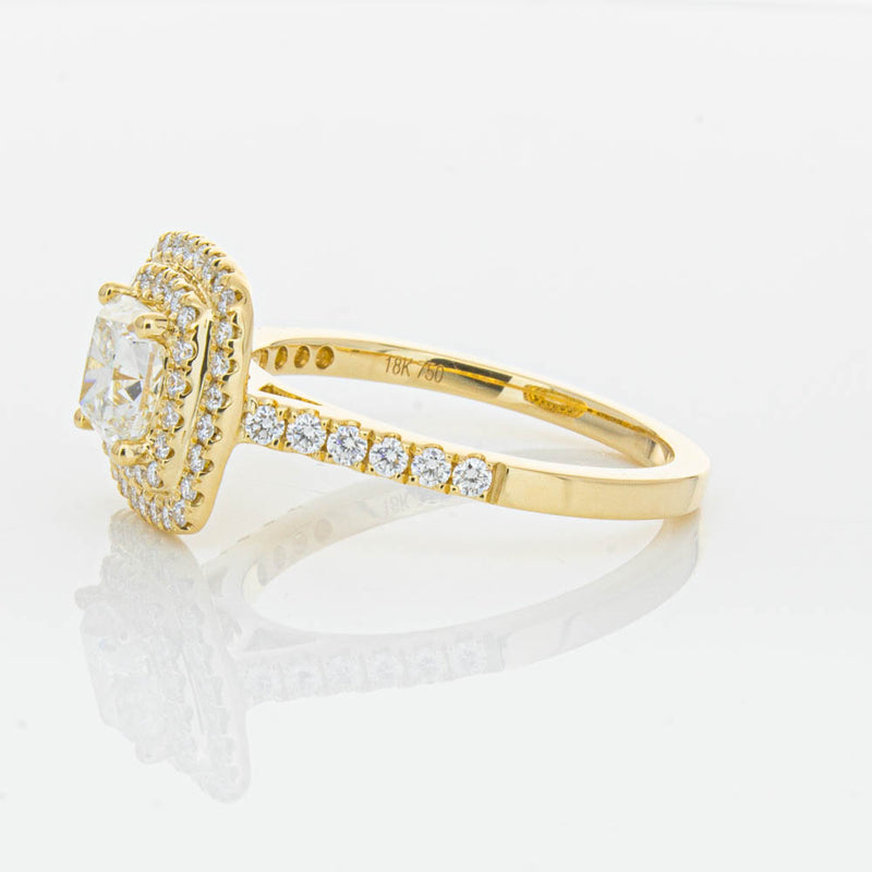 18ct Yellow Gold Cushion Cut Diamond Rosa Ring-Ring-Walker & Hall