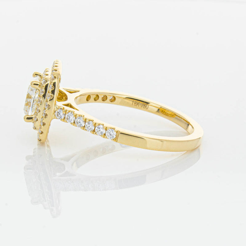 18ct Yellow Gold Cushion Cut Diamond Rosa Ring-Ring-Walker & Hall