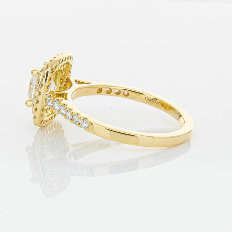 18ct Yellow Gold Cushion Cut Diamond Rosa Ring-Ring-Walker & Hall