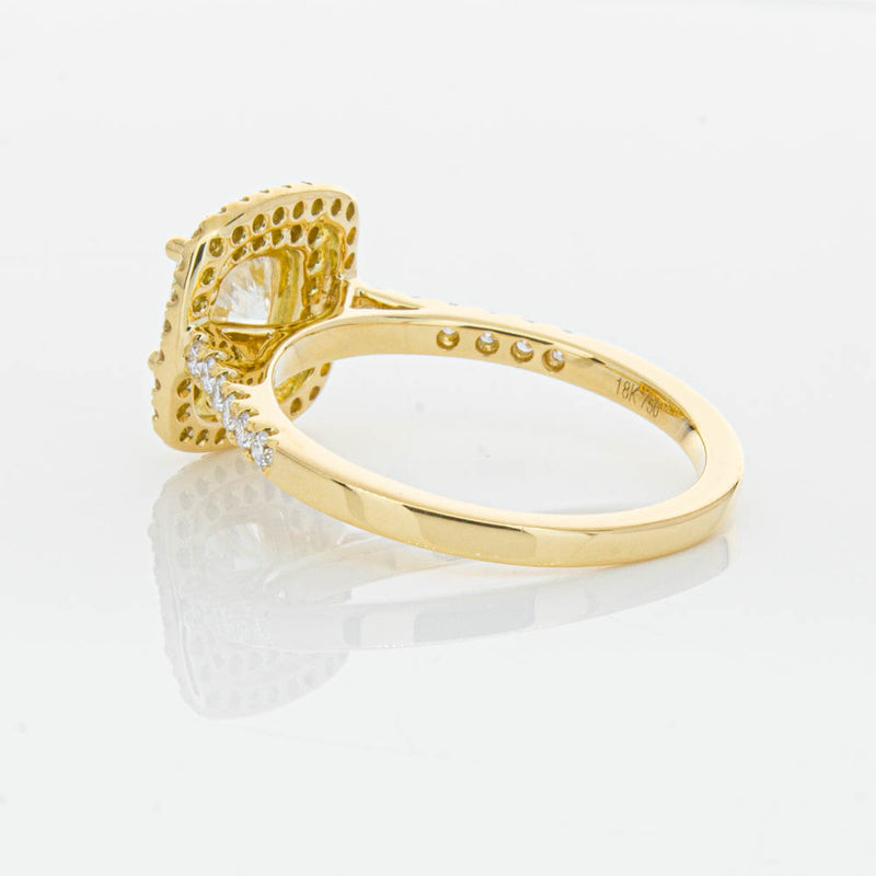 18ct Yellow Gold Cushion Cut Diamond Rosa Ring-Ring-Walker & Hall