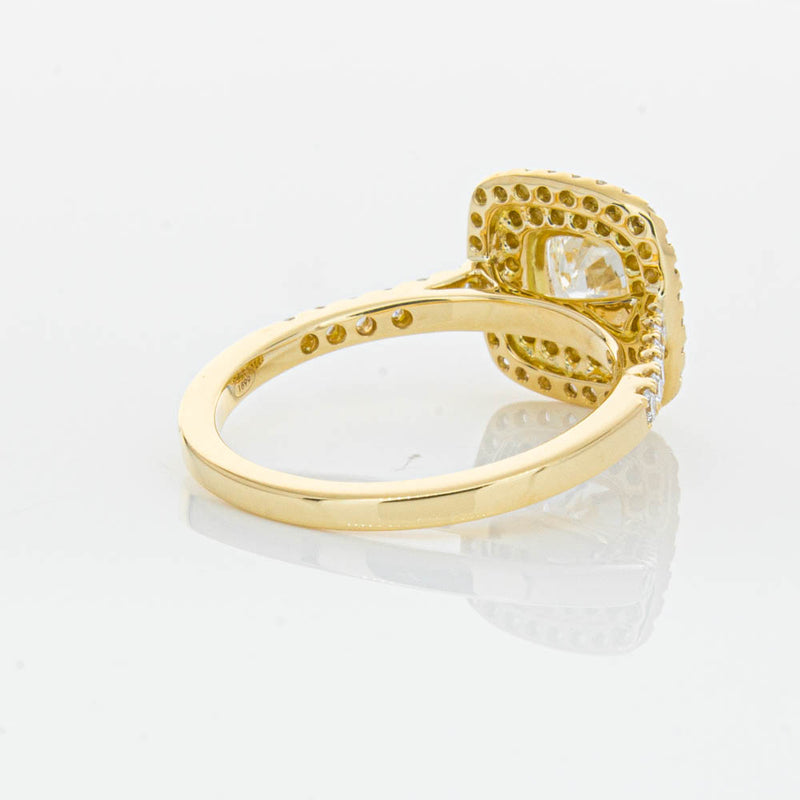 18ct Yellow Gold Cushion Cut Diamond Rosa Ring-Ring-Walker & Hall