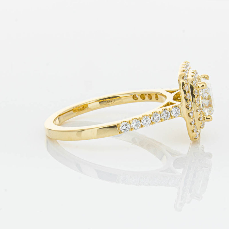 18ct Yellow Gold Cushion Cut Diamond Rosa Ring-Ring-Walker & Hall