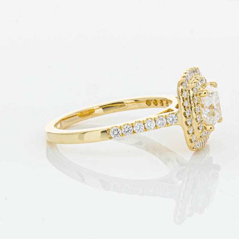 18ct Yellow Gold Cushion Cut Diamond Rosa Ring-Ring-Walker & Hall