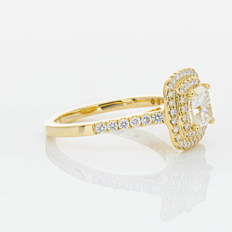 18ct Yellow Gold Cushion Cut Diamond Rosa Ring-Ring-Walker & Hall