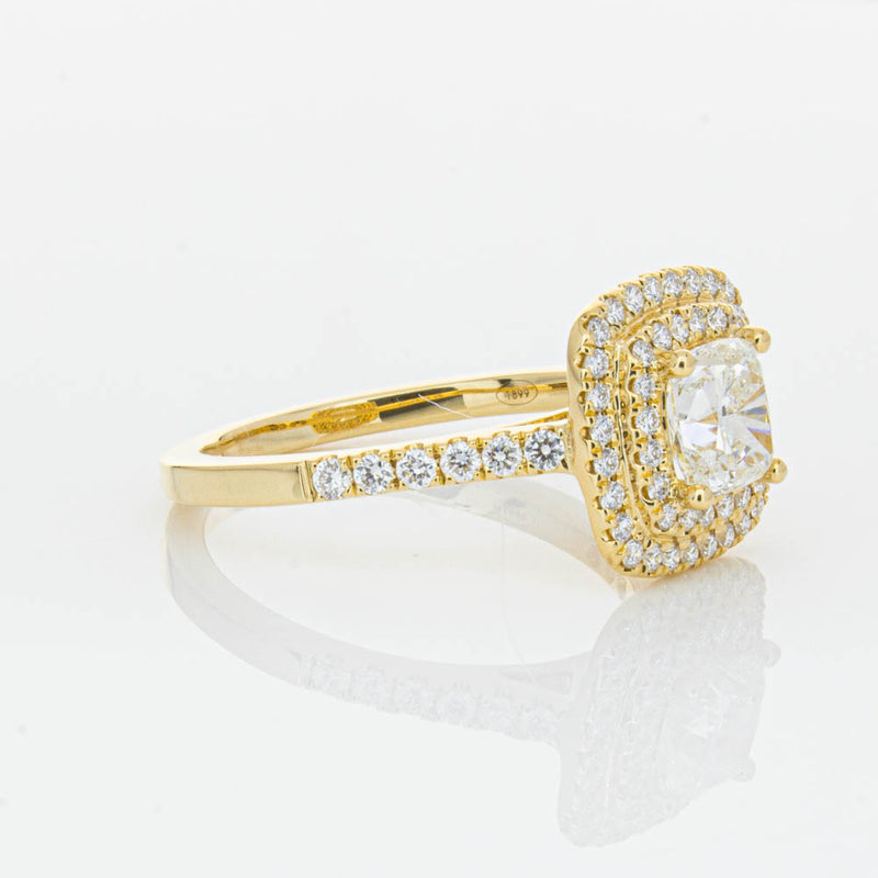 18ct Yellow Gold Cushion Cut Diamond Rosa Ring-Ring-Walker & Hall