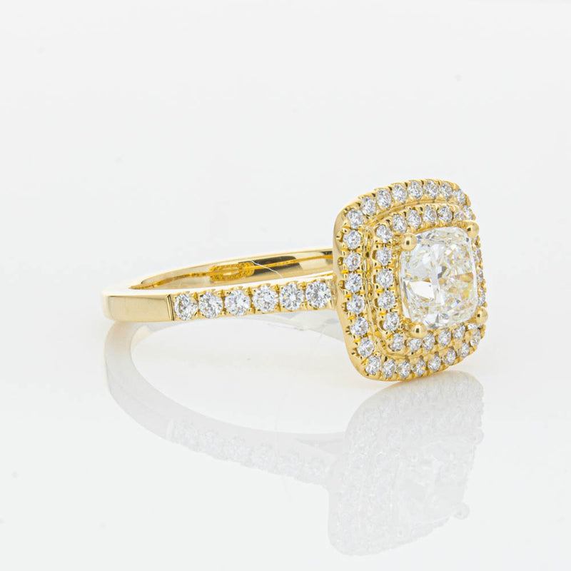 18ct Yellow Gold Cushion Cut Diamond Rosa Ring-Ring-Walker & Hall