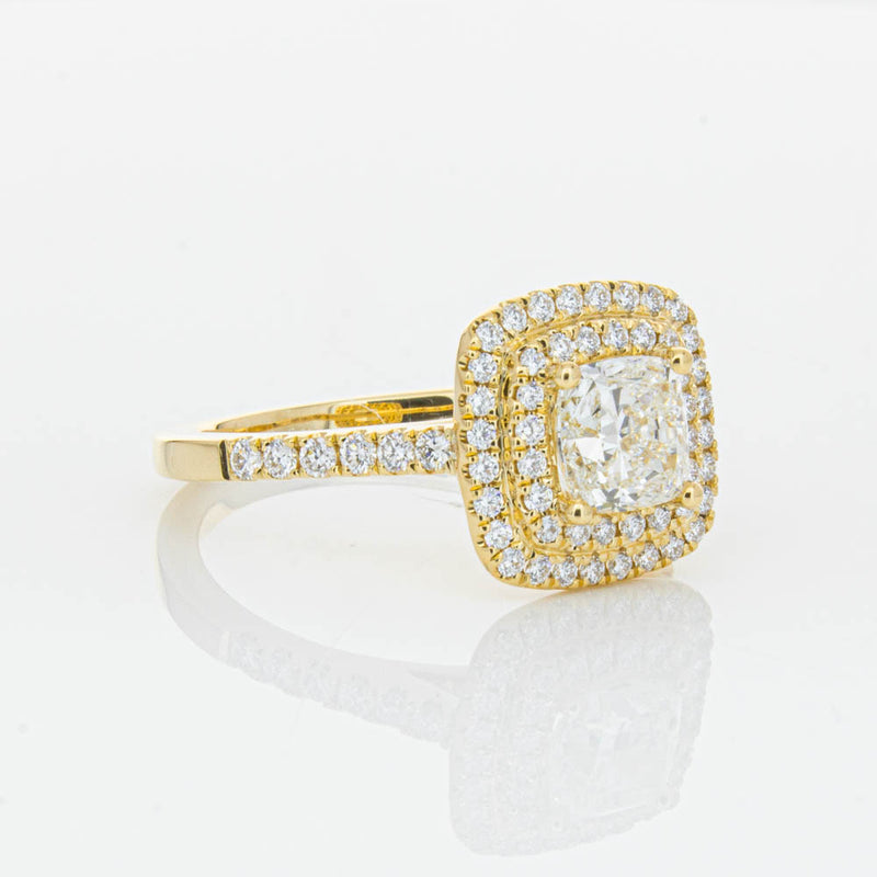 18ct Yellow Gold Cushion Cut Diamond Rosa Ring-Ring-Walker & Hall