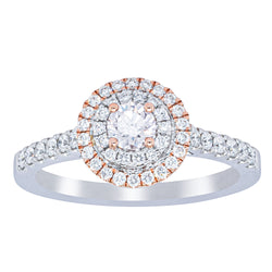 18ct White & Rose Gold .23ct Diamond Rosa Ring - Ring - Walker & Hall