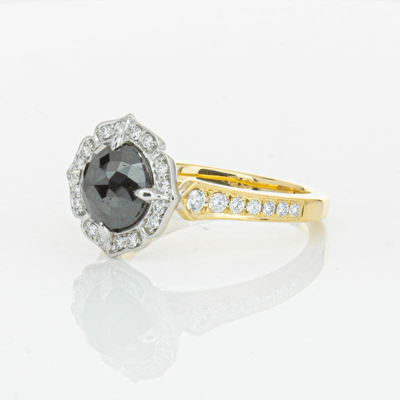 18ct Yellow Gold Black Diamond Ring-Ring-Walker & Hall