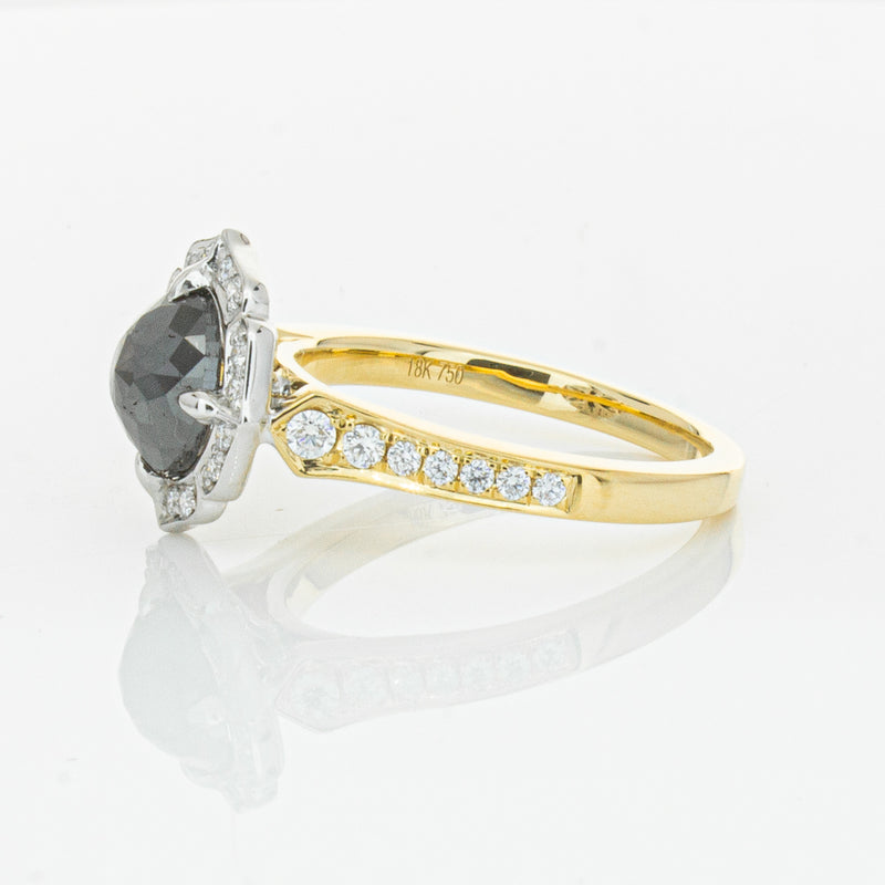 18ct Yellow Gold Black Diamond Ring-Ring-Walker & Hall