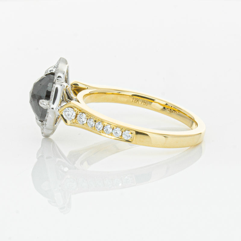 18ct Yellow Gold Black Diamond Ring-Ring-Walker & Hall