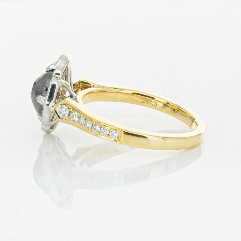 18ct Yellow Gold Black Diamond Ring-Ring-Walker & Hall