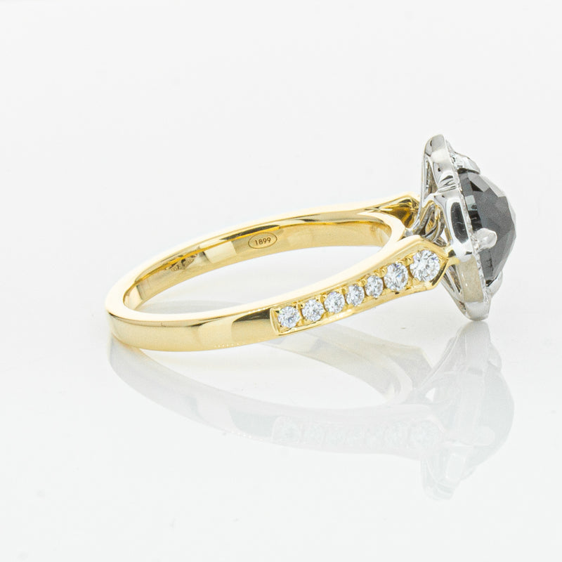 18ct Yellow Gold Black Diamond Ring-Ring-Walker & Hall
