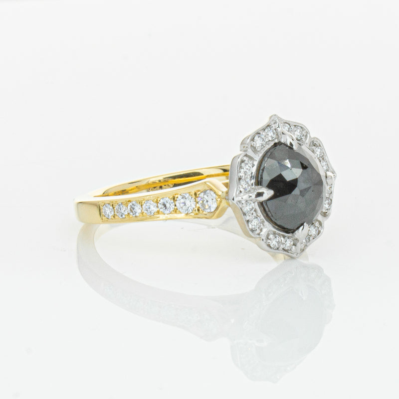 18ct Yellow Gold Black Diamond Ring-Ring-Walker & Hall