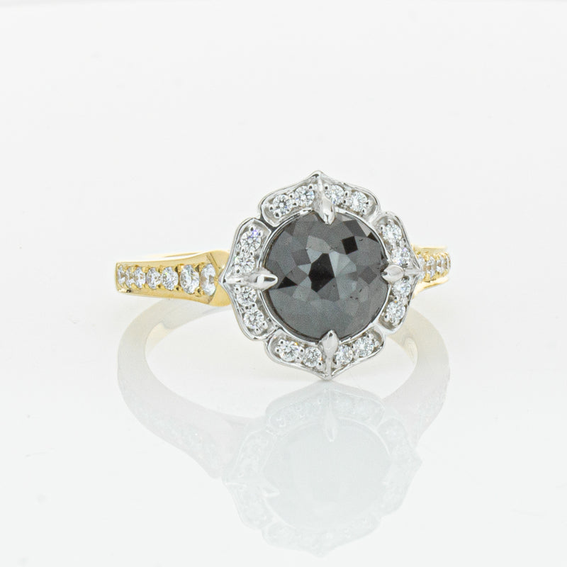 18ct Yellow Gold Black Diamond Ring-Ring-Walker & Hall