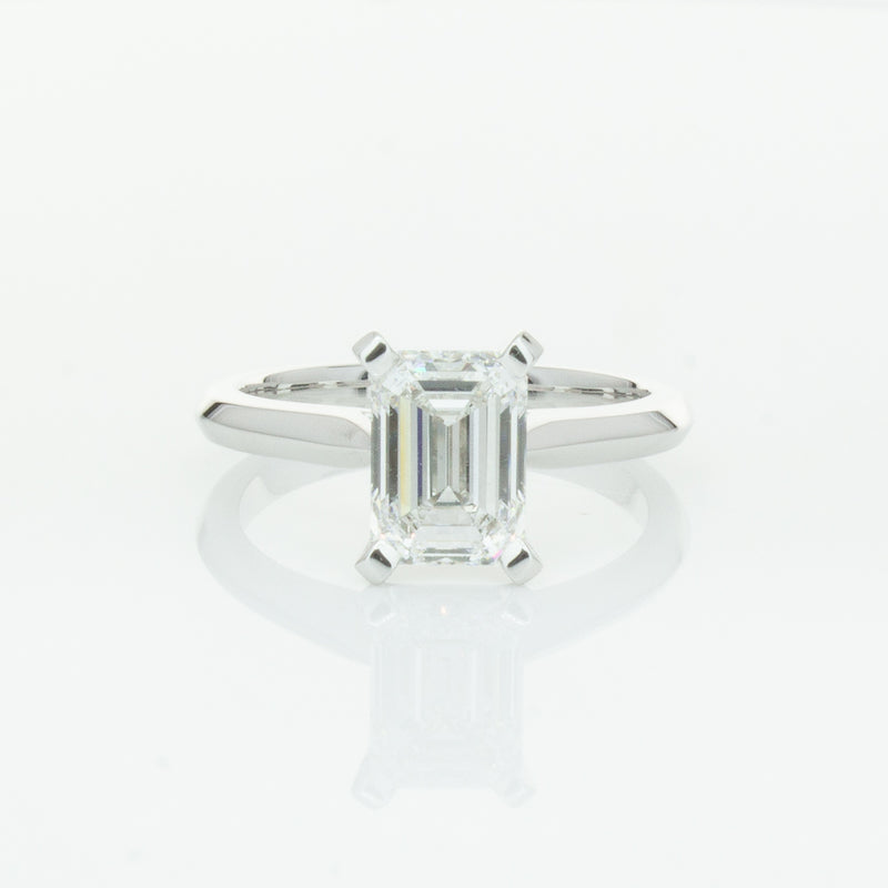 18ct White Gold 2.09ct Emerald Cut Diamond Ring-Ring-Walker & Hall