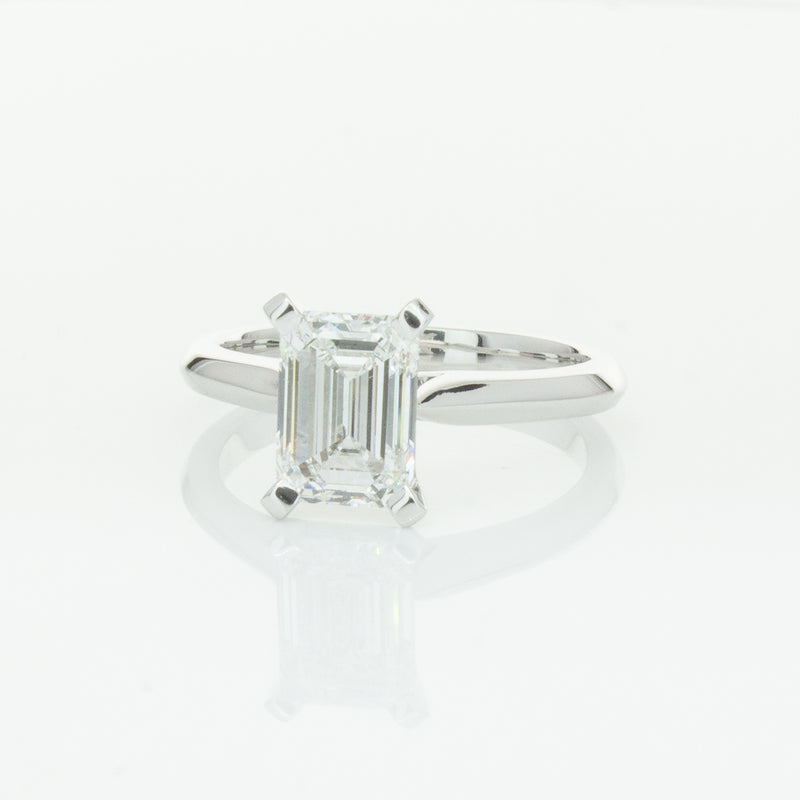 18ct White Gold 2.09ct Emerald Cut Diamond Ring-Ring-Walker & Hall