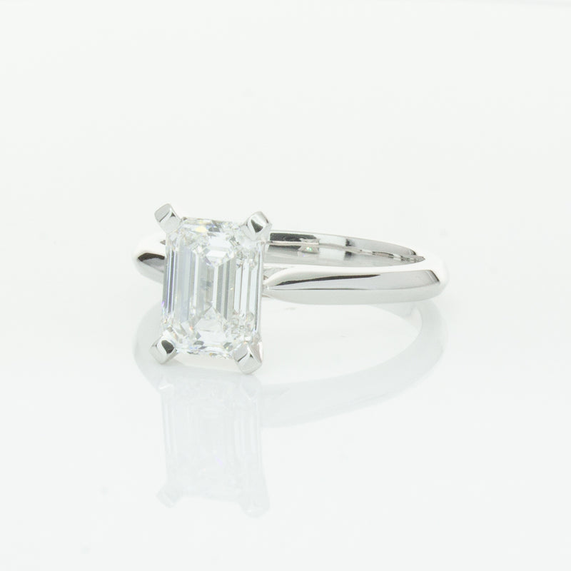 18ct White Gold 2.09ct Emerald Cut Diamond Ring-Ring-Walker & Hall