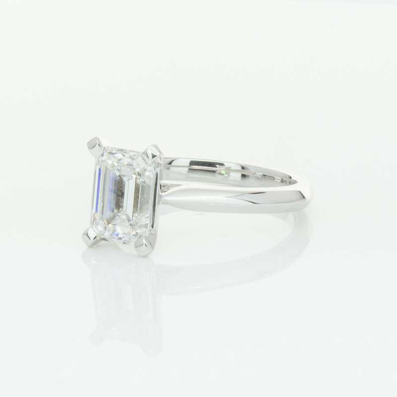 18ct White Gold 2.09ct Emerald Cut Diamond Ring-Ring-Walker & Hall