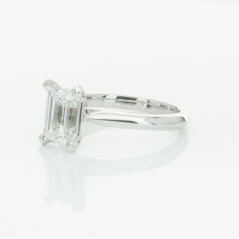 18ct White Gold 2.09ct Emerald Cut Diamond Ring-Ring-Walker & Hall