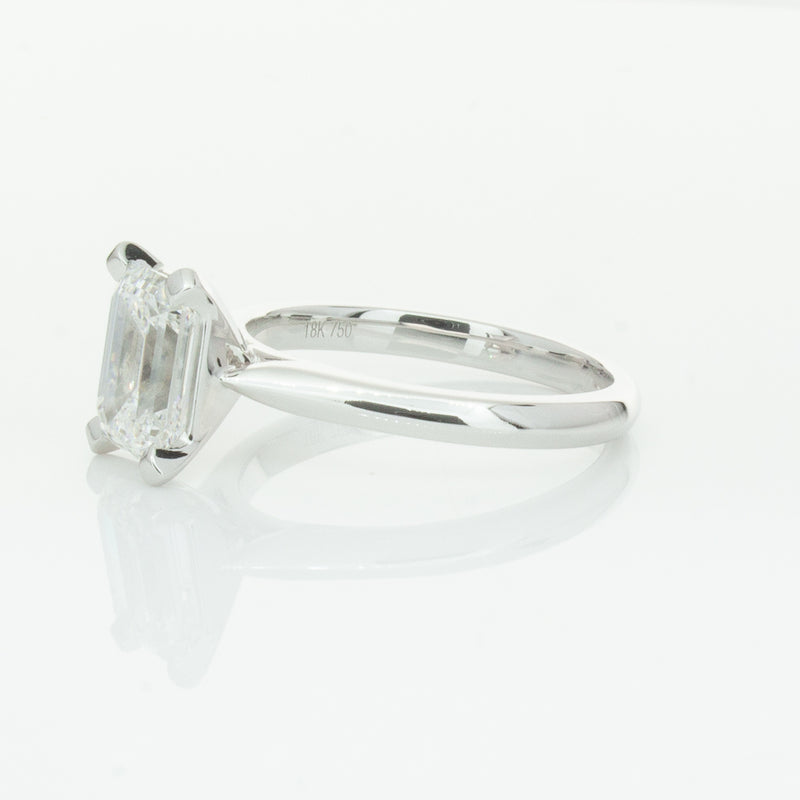 18ct White Gold 2.09ct Emerald Cut Diamond Ring-Ring-Walker & Hall