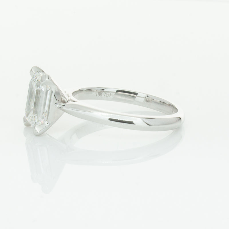 18ct White Gold 2.09ct Emerald Cut Diamond Ring-Ring-Walker & Hall