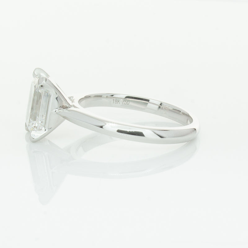 18ct White Gold 2.09ct Emerald Cut Diamond Ring-Ring-Walker & Hall