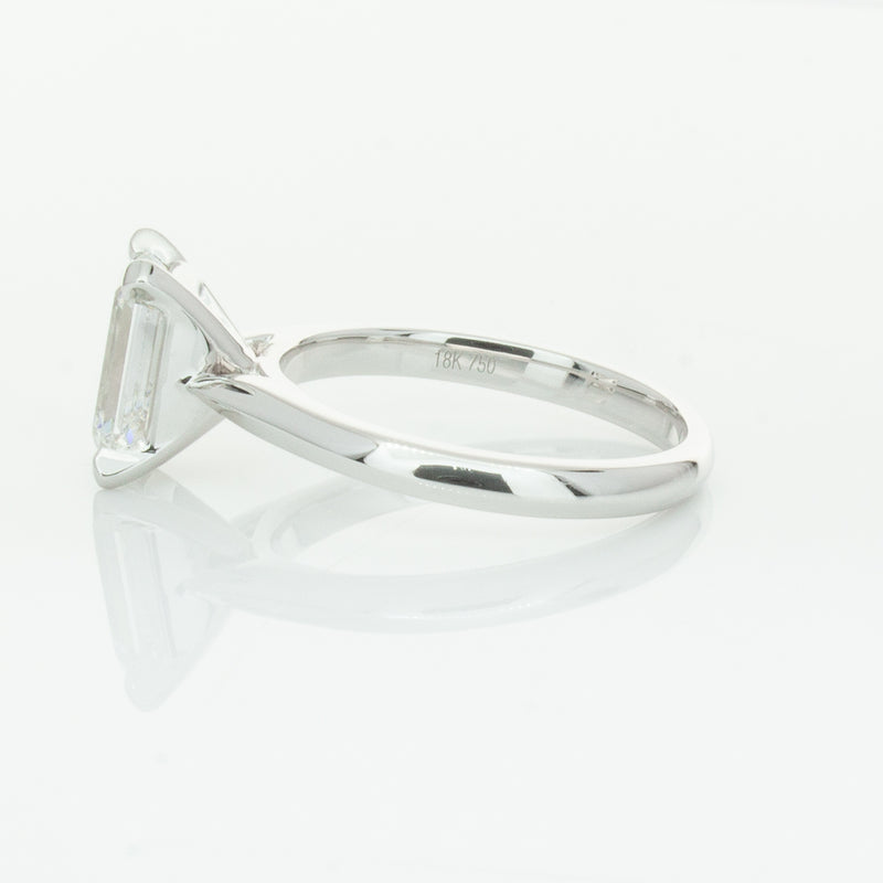 18ct White Gold 2.09ct Emerald Cut Diamond Ring-Ring-Walker & Hall