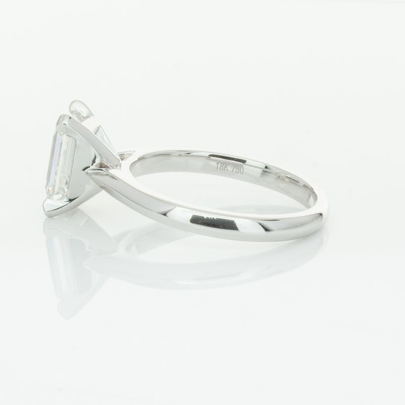 18ct White Gold 2.09ct Emerald Cut Diamond Ring-Ring-Walker & Hall