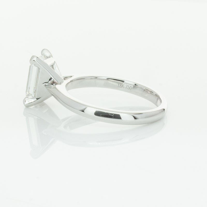 18ct White Gold 2.09ct Emerald Cut Diamond Ring-Ring-Walker & Hall