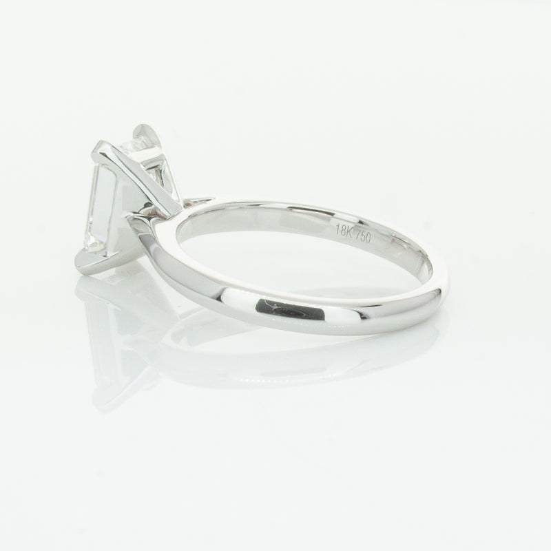 18ct White Gold 2.09ct Emerald Cut Diamond Ring-Ring-Walker & Hall