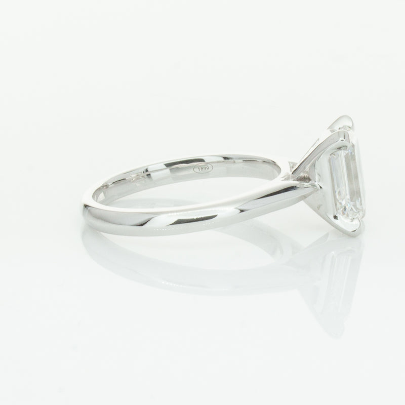 18ct White Gold 2.09ct Emerald Cut Diamond Ring-Ring-Walker & Hall