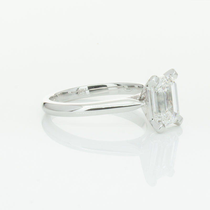 18ct White Gold 2.09ct Emerald Cut Diamond Ring-Ring-Walker & Hall