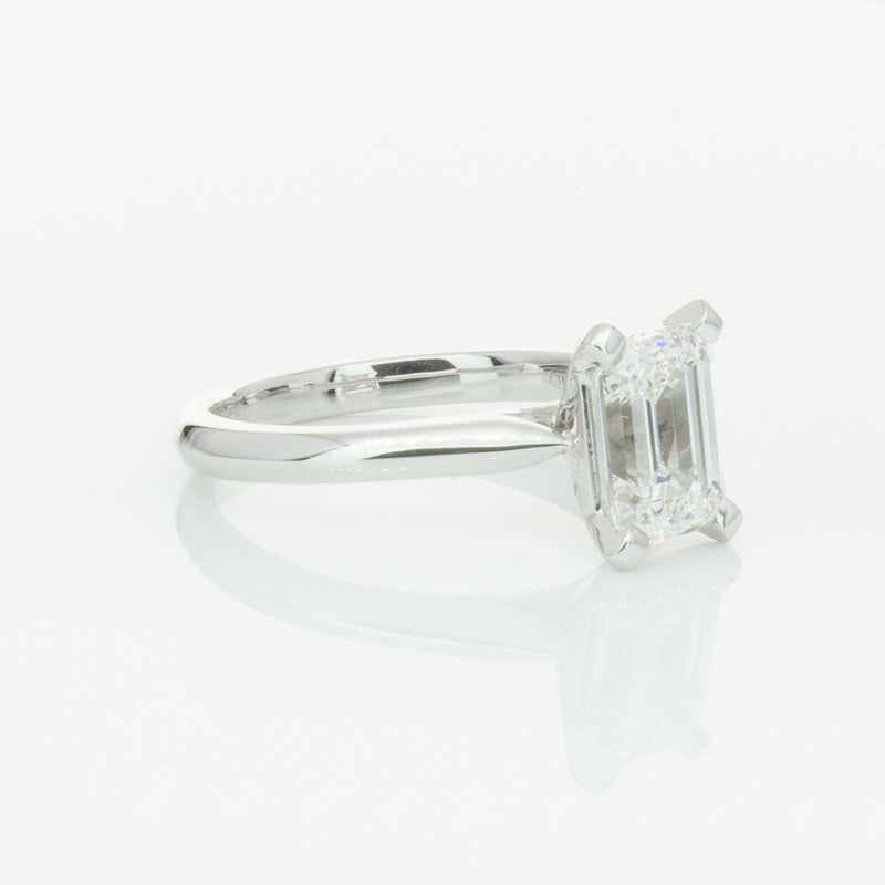 18ct White Gold 2.09ct Emerald Cut Diamond Ring-Ring-Walker & Hall