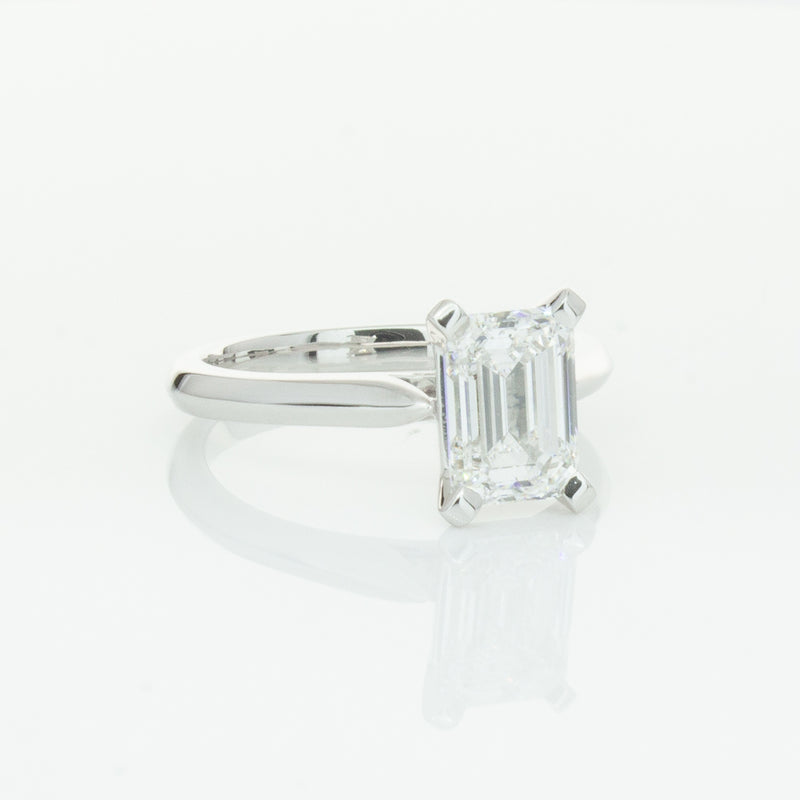 18ct White Gold 2.09ct Emerald Cut Diamond Ring-Ring-Walker & Hall