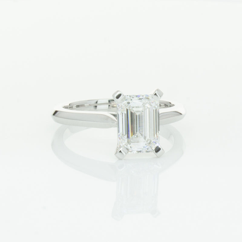 18ct White Gold 2.09ct Emerald Cut Diamond Ring-Ring-Walker & Hall