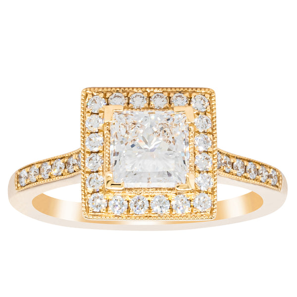 Reclaimed 18ct Yellow Gold 1.01ct Princess Cut Diamond Ring - Ring - Walker & Hall
