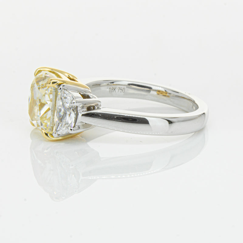 18ct White Gold 4.01ct Yellow Cushion Cut Diamond Ring-Ring-Walker & Hall