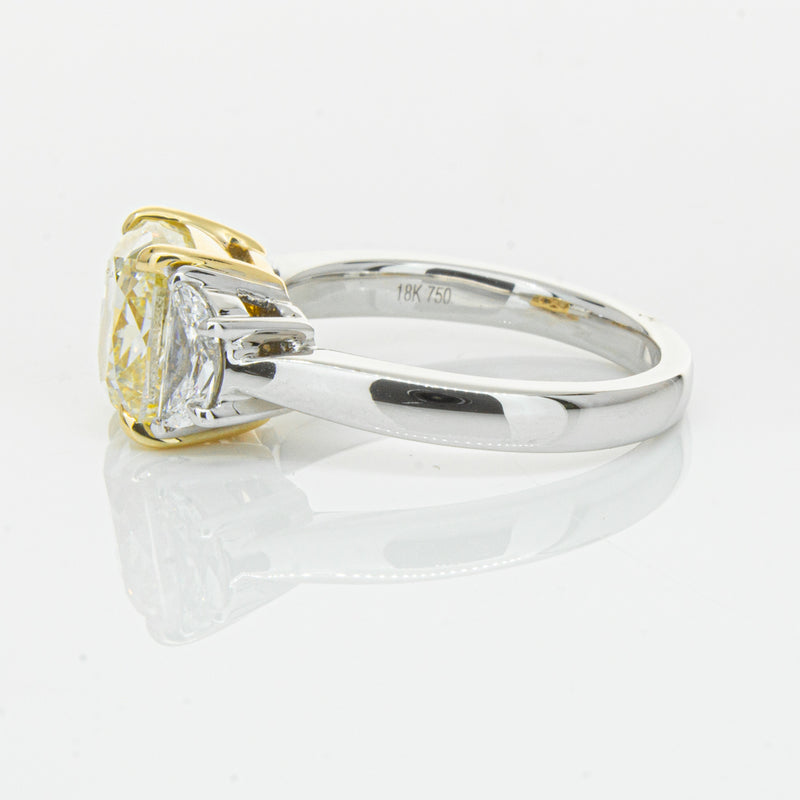 18ct White Gold 4.01ct Yellow Cushion Cut Diamond Ring-Ring-Walker & Hall