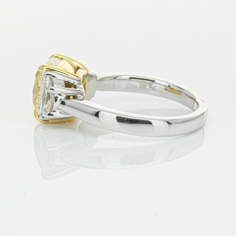 18ct White Gold 4.01ct Yellow Cushion Cut Diamond Ring-Ring-Walker & Hall