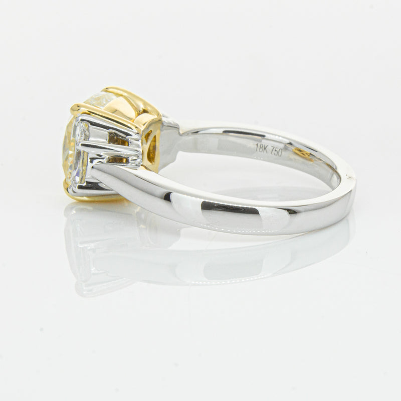 18ct White Gold 4.01ct Yellow Cushion Cut Diamond Ring-Ring-Walker & Hall