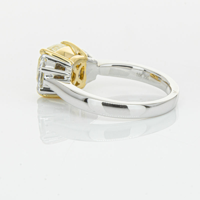 18ct White Gold 4.01ct Yellow Cushion Cut Diamond Ring-Ring-Walker & Hall