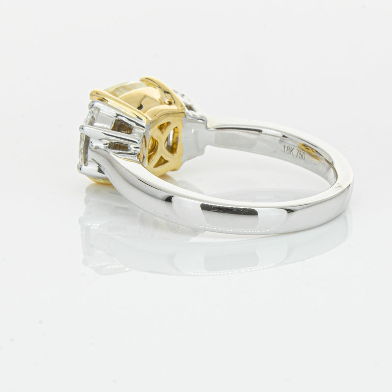 18ct White Gold 4.01ct Yellow Cushion Cut Diamond Ring-Ring-Walker & Hall