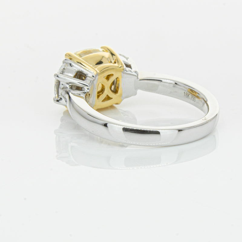 18ct White Gold 4.01ct Yellow Cushion Cut Diamond Ring-Ring-Walker & Hall